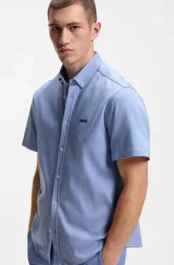 Regular-Fit Hemd aus knitterfreiem Baumwoll-Jersey