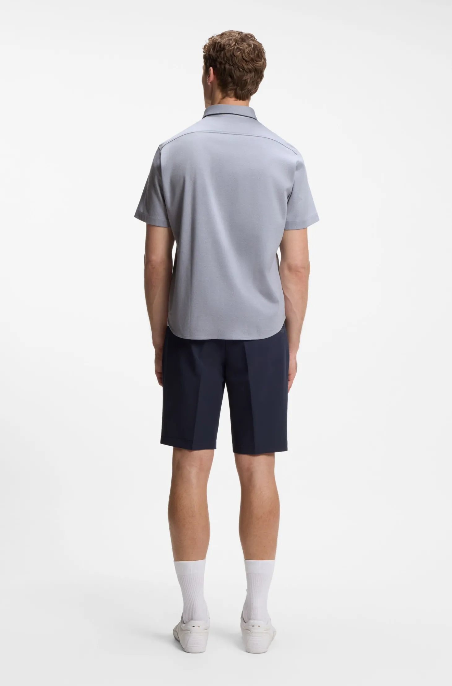 Regular-Fit Hemd aus knitterfreiem Baumwoll-Jersey