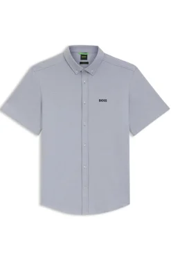 Regular-Fit Hemd aus knitterfreiem Baumwoll-Jersey