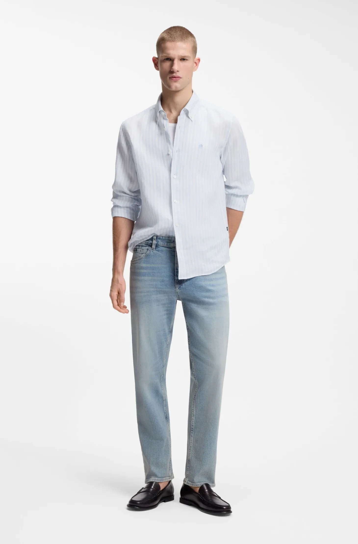 Regular-Fit Hemd aus Leinen mit Streifen-Muster