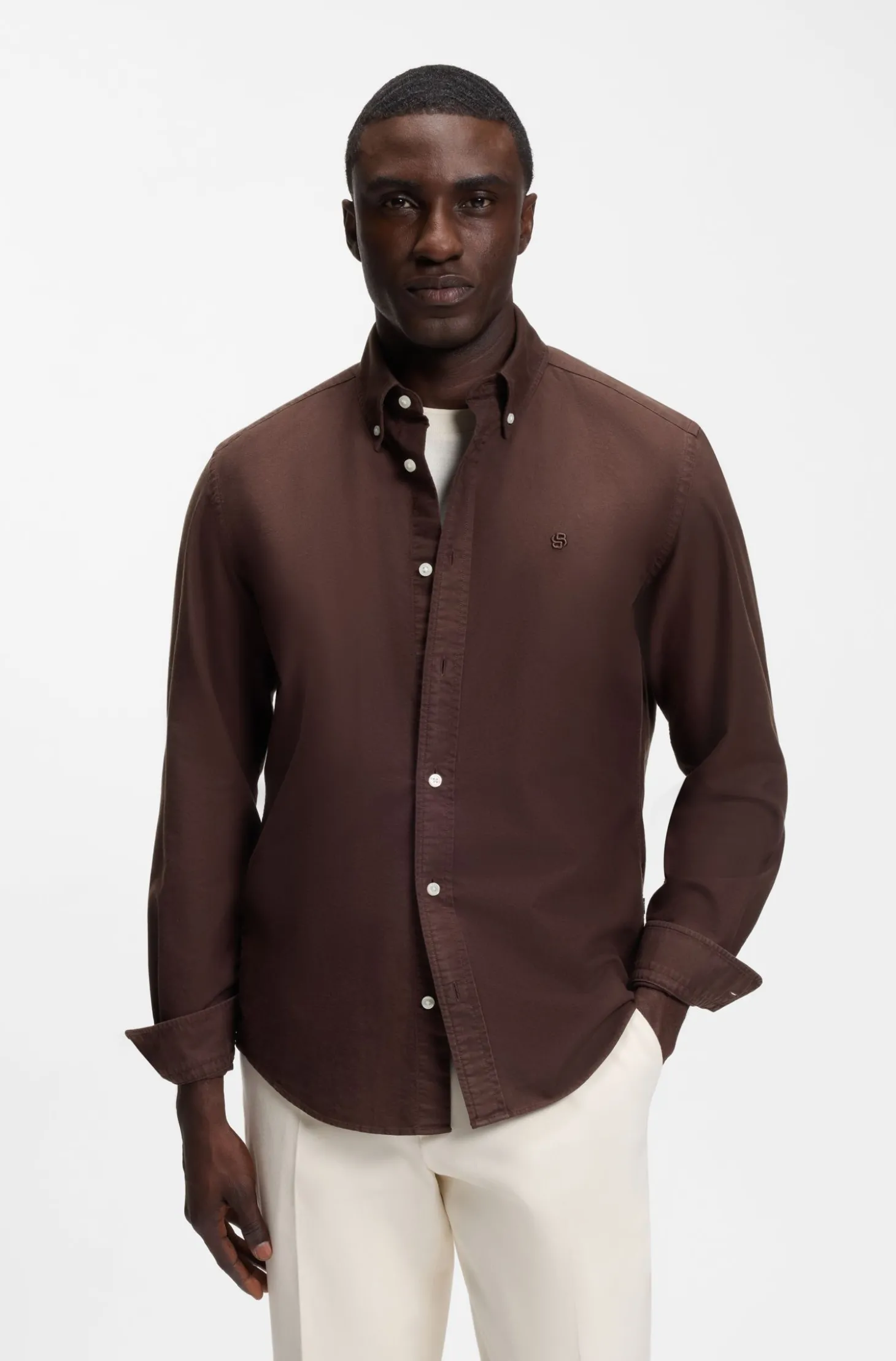 Regular-Fit Hemd aus Oxford-Baumwolle mit Button-Down-Kragen