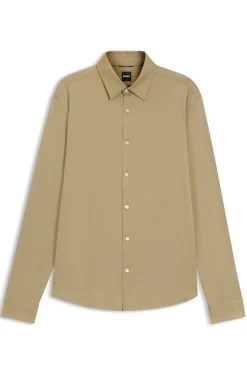 Regular-Fit Hemd aus Performance-Stretch-Jersey mit Oxford-Struktur