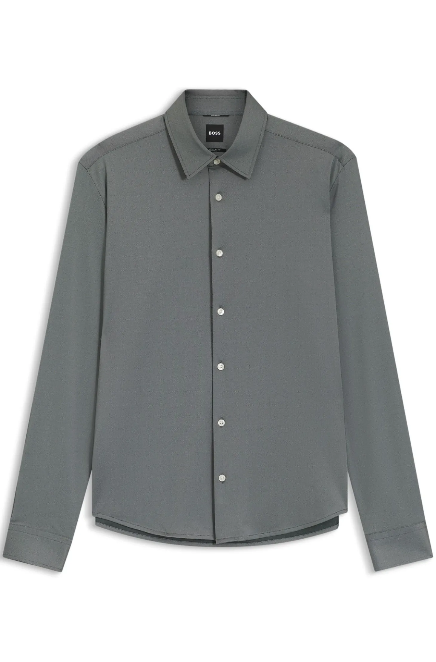 Regular-Fit Hemd aus Performance-Stretch-Jersey mit Oxford-Struktur