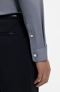 Regular-Fit Hemd aus Performance-Stretch-Jersey mit Oxford-Struktur