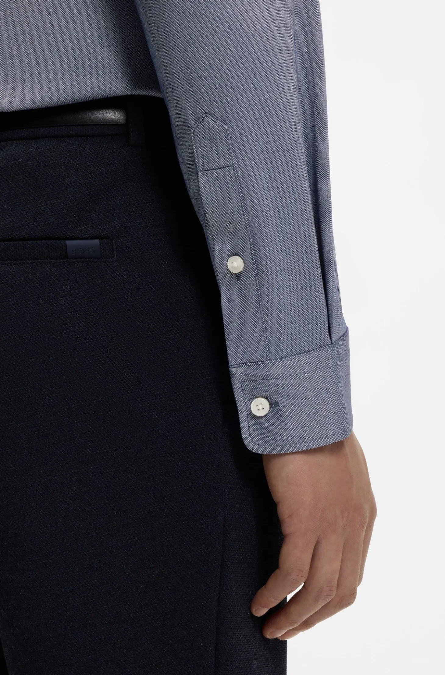 Regular-Fit Hemd aus Performance-Stretch-Jersey mit Oxford-Struktur
