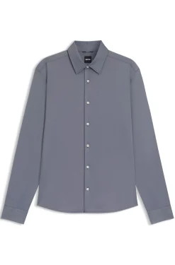 Regular-Fit Hemd aus Performance-Stretch-Jersey mit Oxford-Struktur