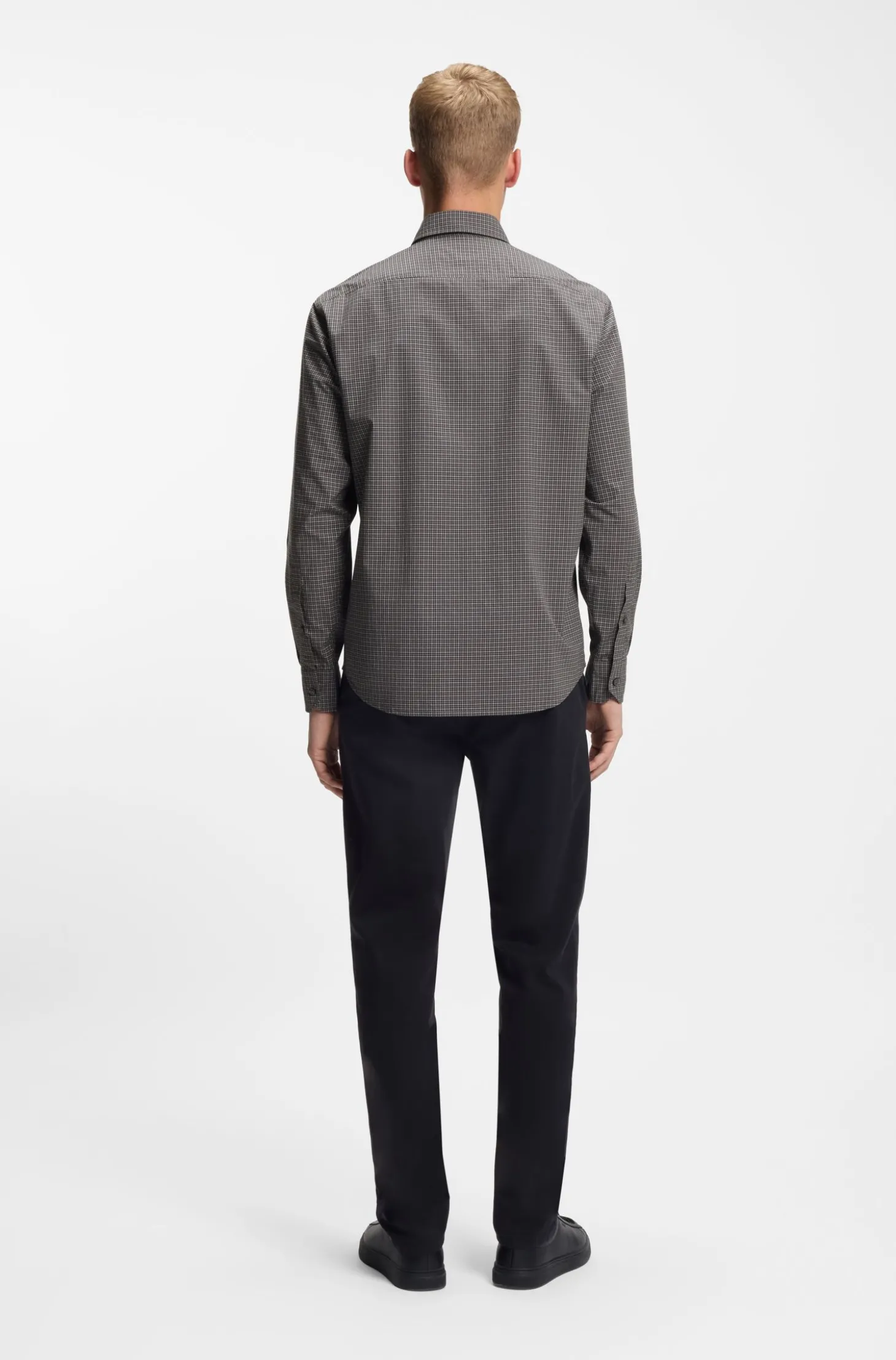 Regular-Fit Hemd aus strukturierter Stretch-Baumwolle mit Karo-Muster