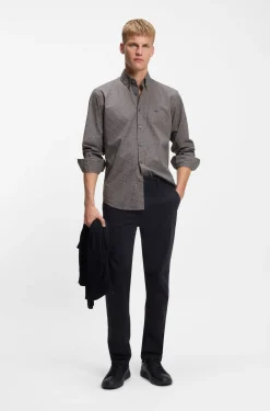 Regular-Fit Hemd aus strukturierter Stretch-Baumwolle mit Karo-Muster