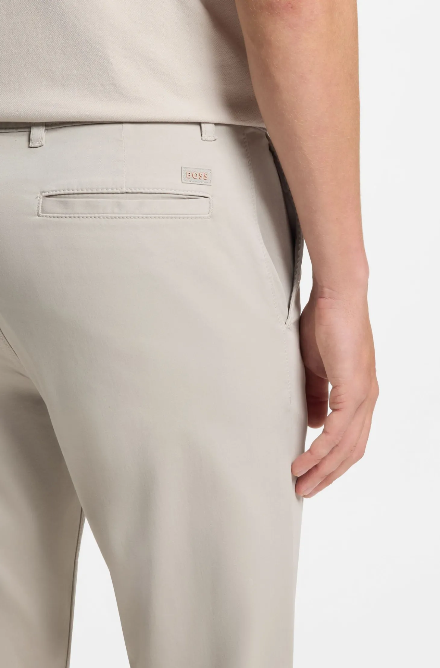Regular-Fit Hose aus elastischem Baumwoll-Satin