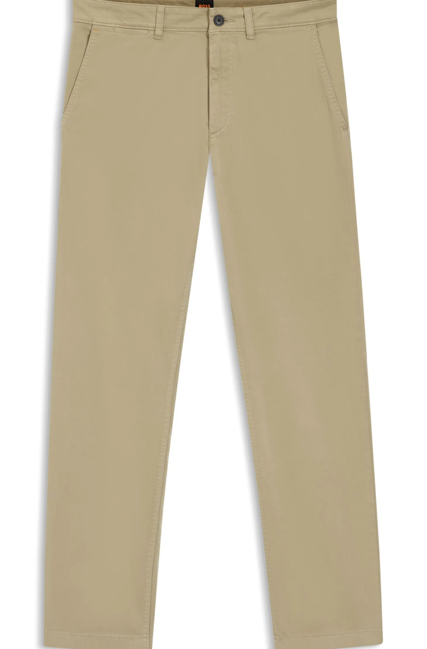 Regular-Fit Hose aus elastischem Baumwoll-Satin