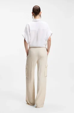 Regular-Fit Hose aus Krepp mit Cargotaschen