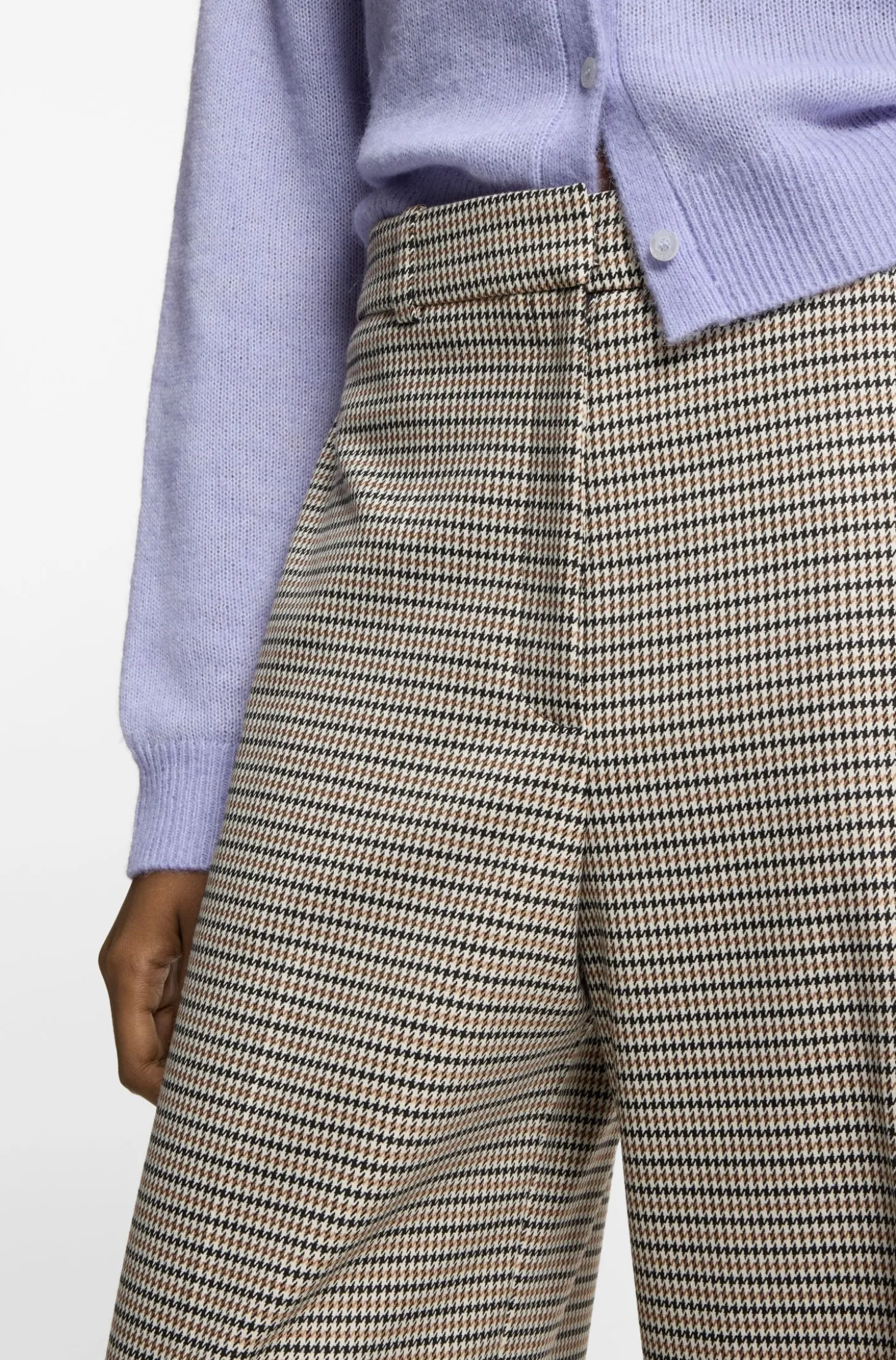 Regular-Fit Hose mit filigranem Hahnentritt-Muster