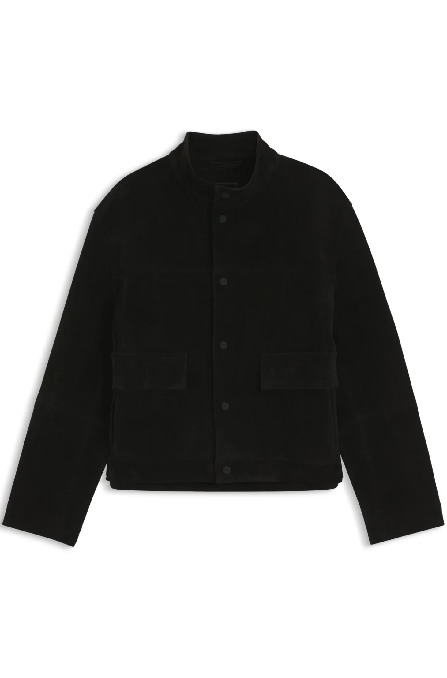 Regular-Fit Jacke aus gebondetem Gewebe in Veloursleder-Optik