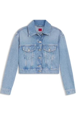 Regular-Fit Jacke aus hellblauem Denim
