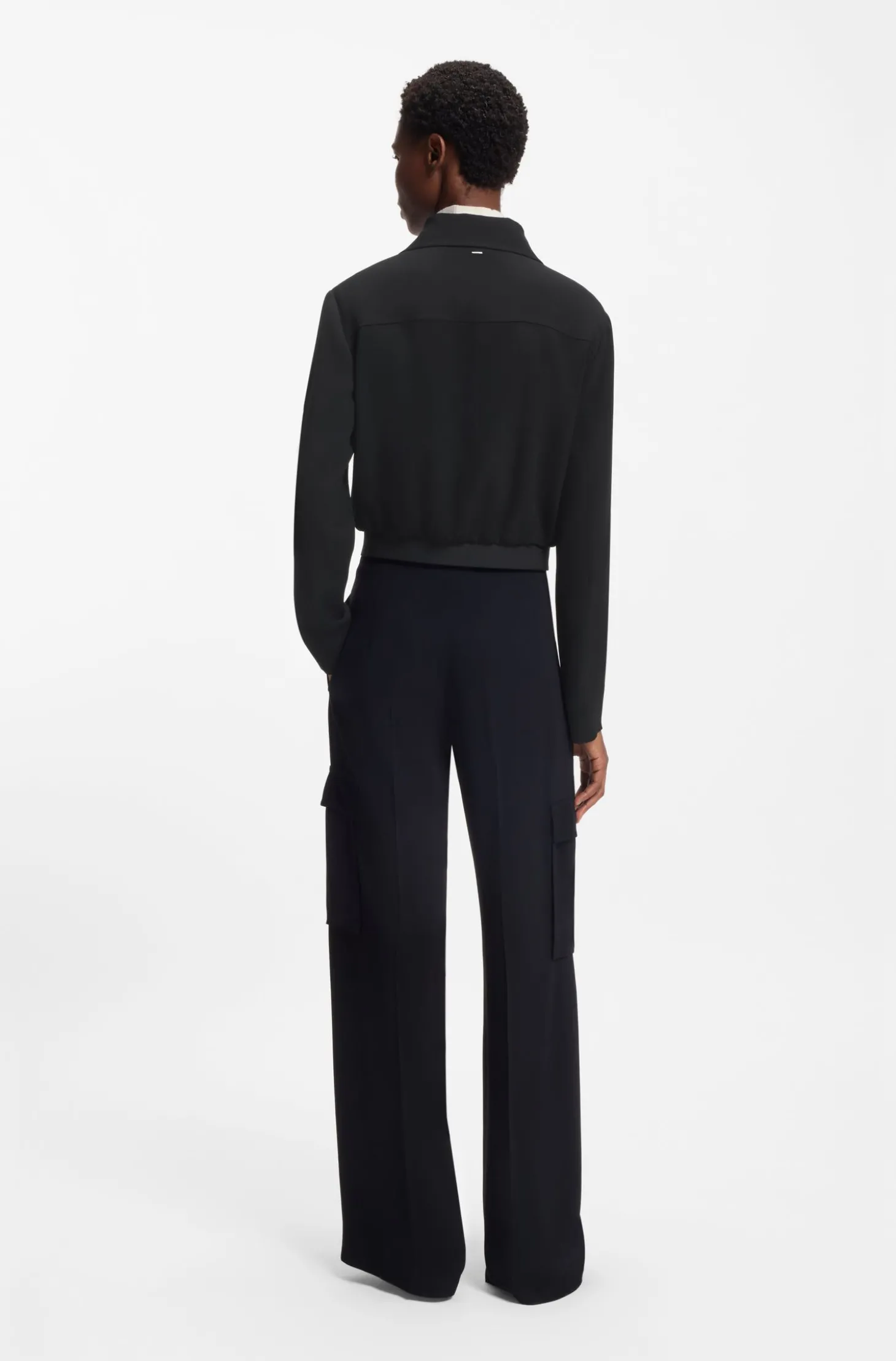 Regular-Fit Jacke aus Krepp-Gewebe mit Reißverschluss