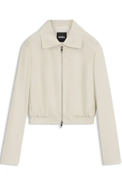 Regular-Fit Jacke aus Krepp-Gewebe mit Reißverschluss