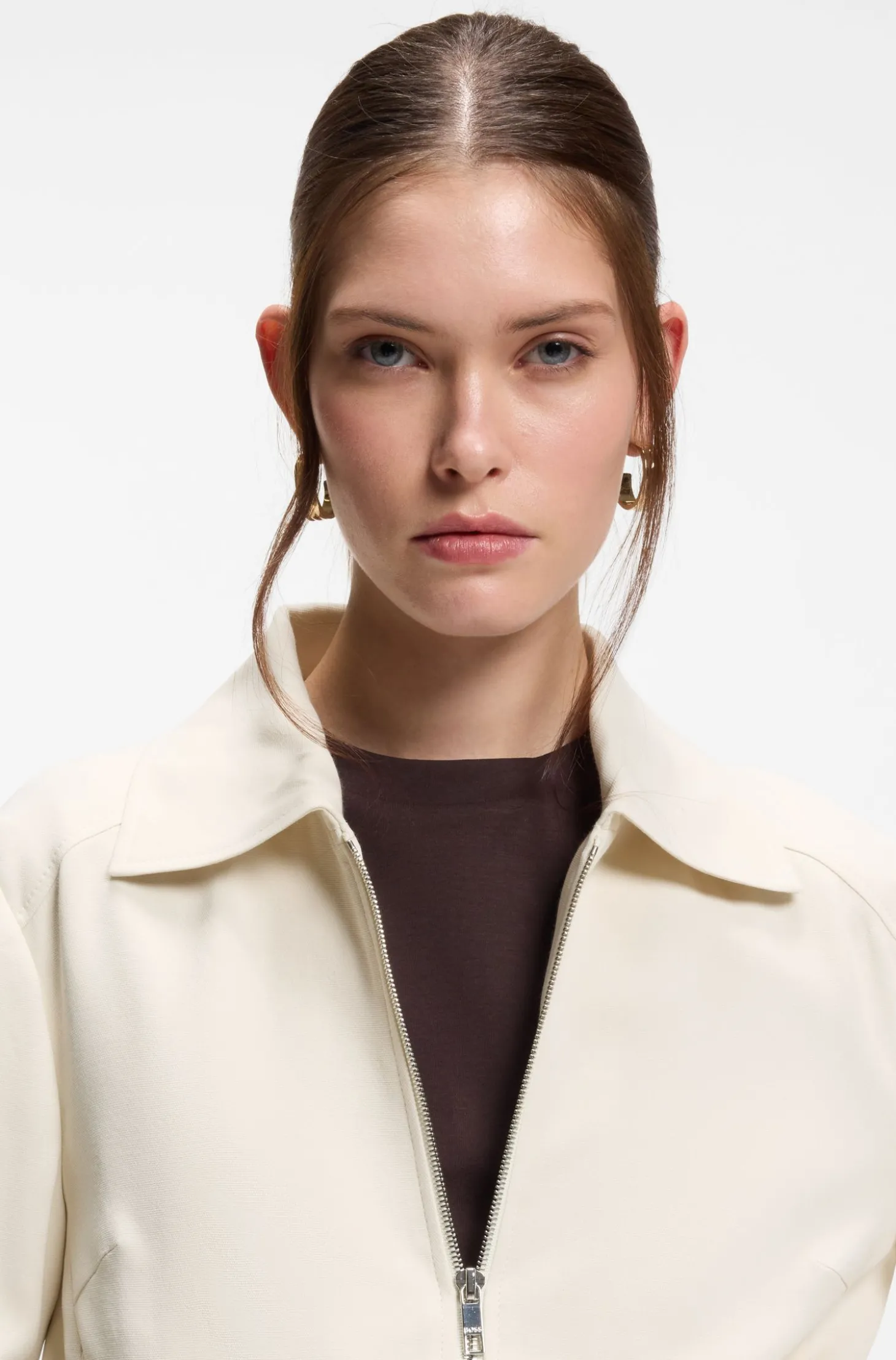 Regular-Fit Jacke aus Krepp-Gewebe mit Reißverschluss