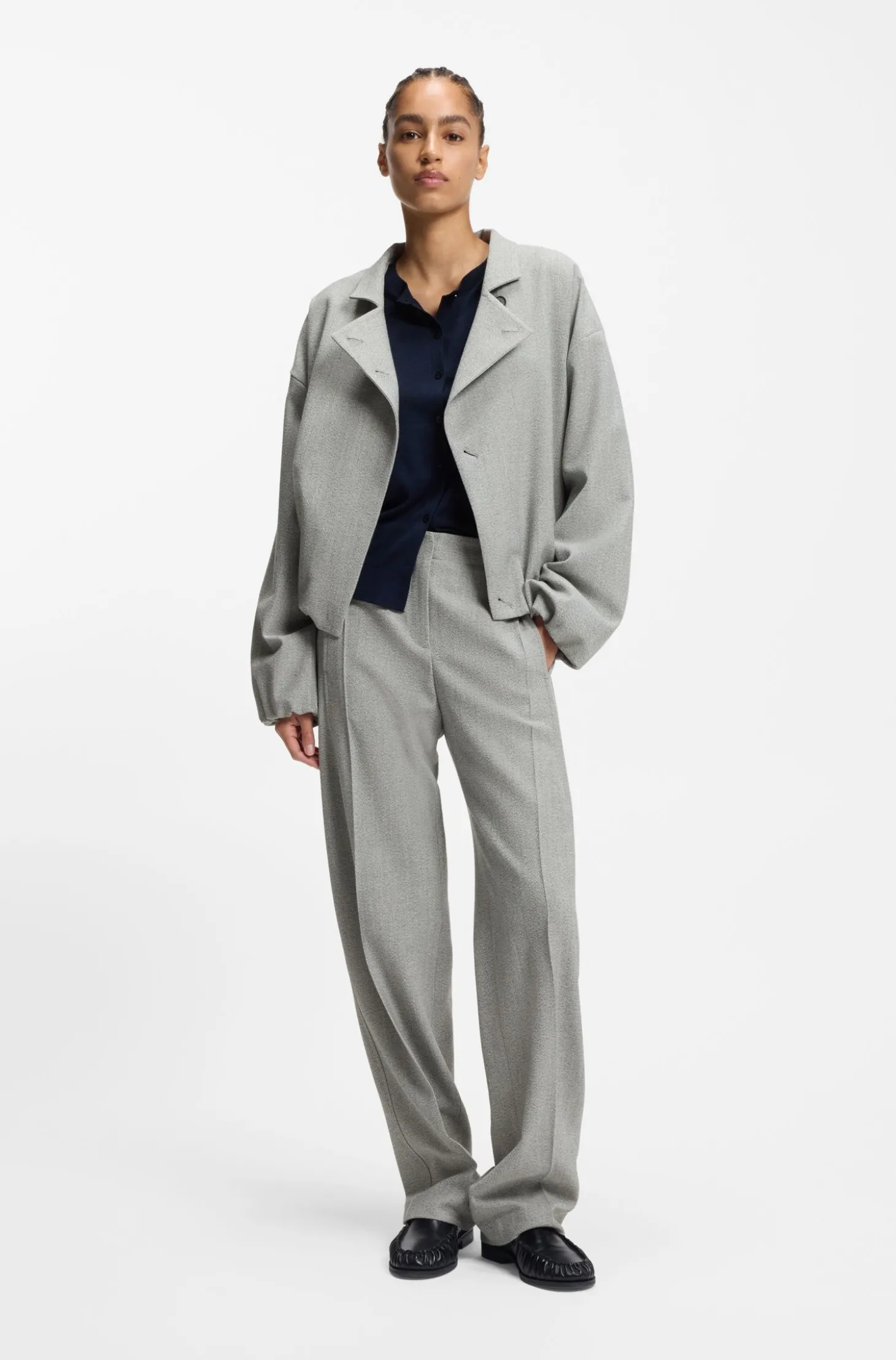 Regular-Fit Jacke aus Stretch-Gewebe mit Sharkskin-Struktur