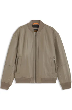 Regular-Fit Jacke aus strukturiertem Leder
