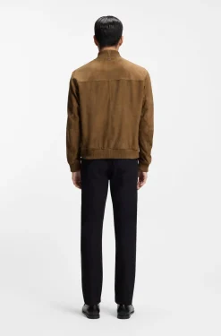Regular-Fit Jacke aus Veloursleder