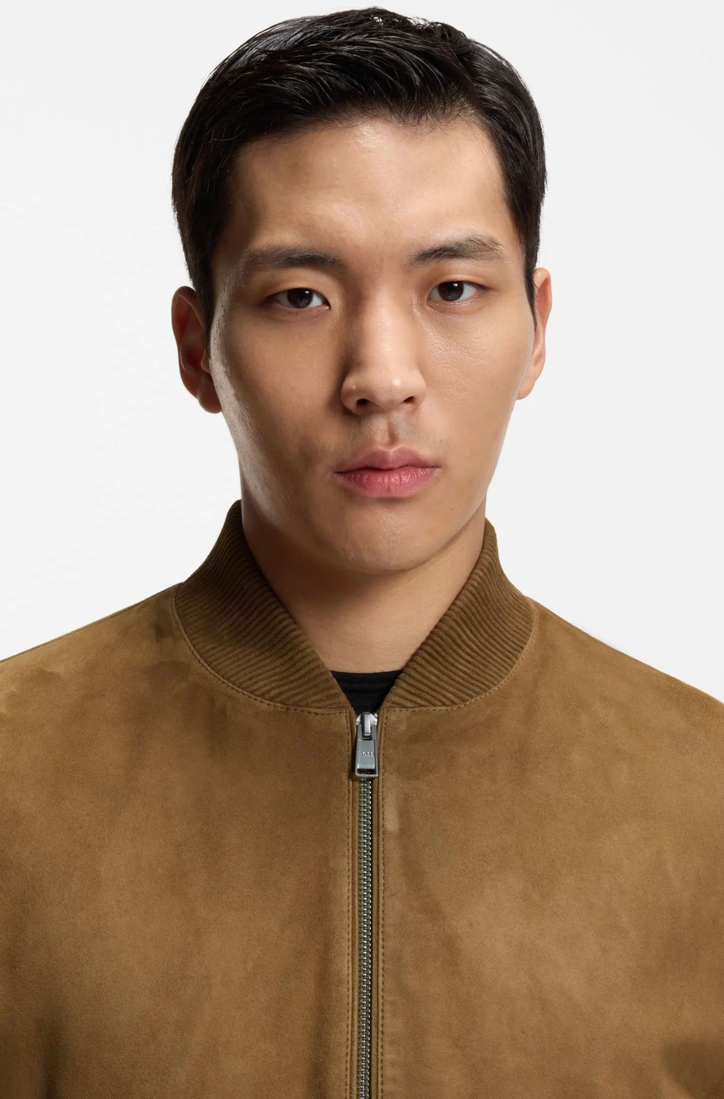 Regular-Fit Jacke aus Veloursleder