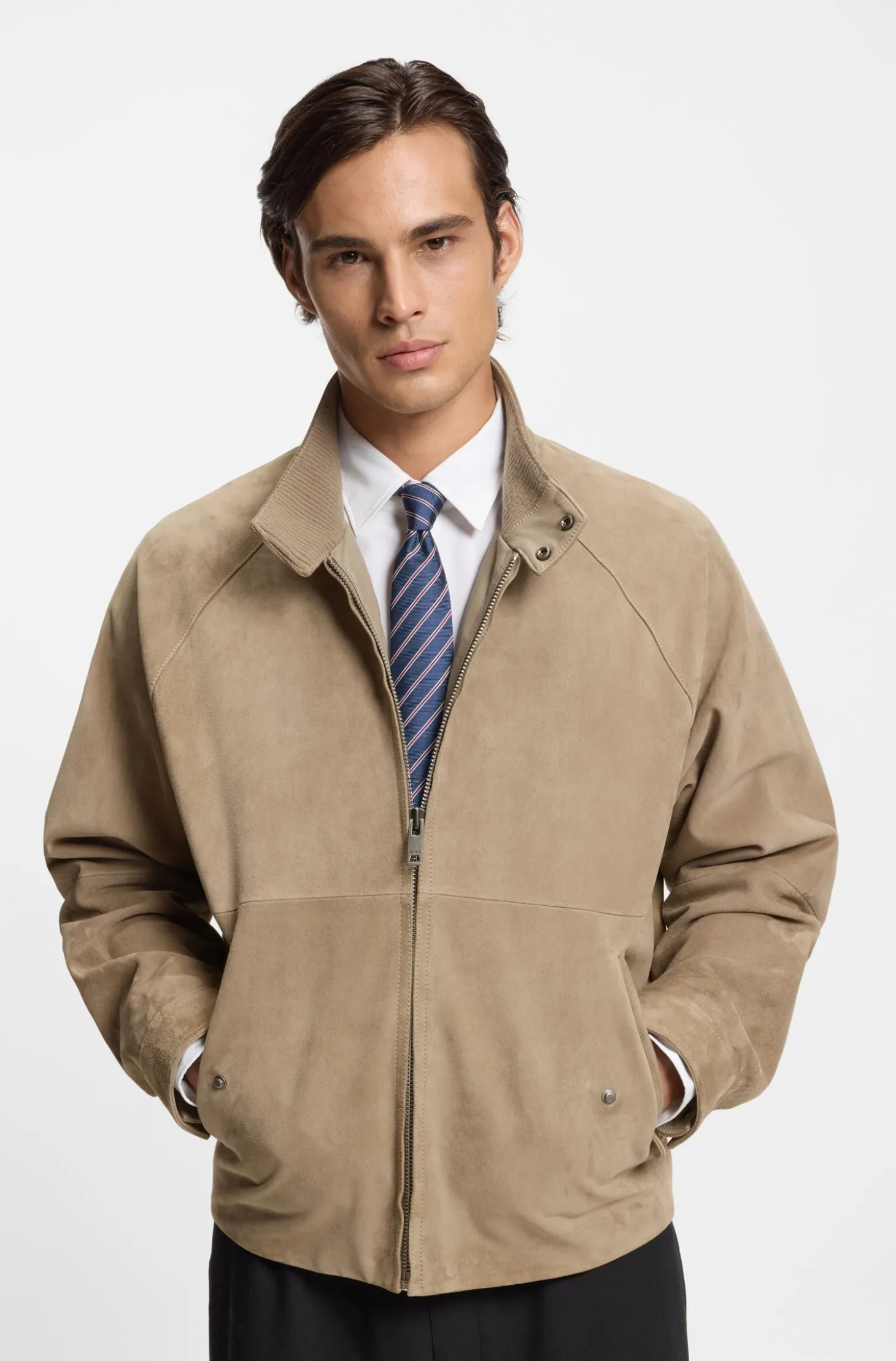Regular-Fit Jacke aus Veloursleder