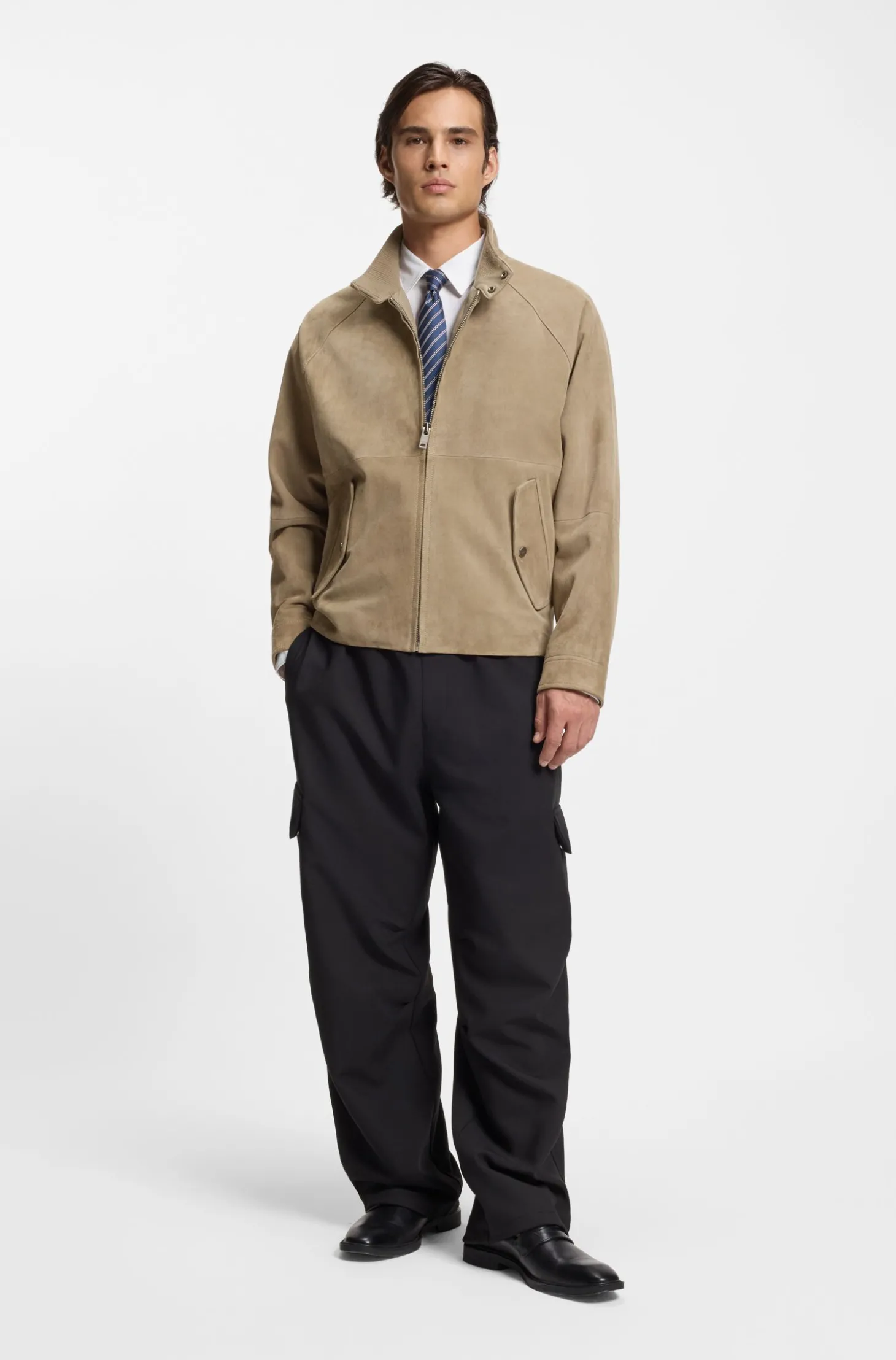 Regular-Fit Jacke aus Veloursleder