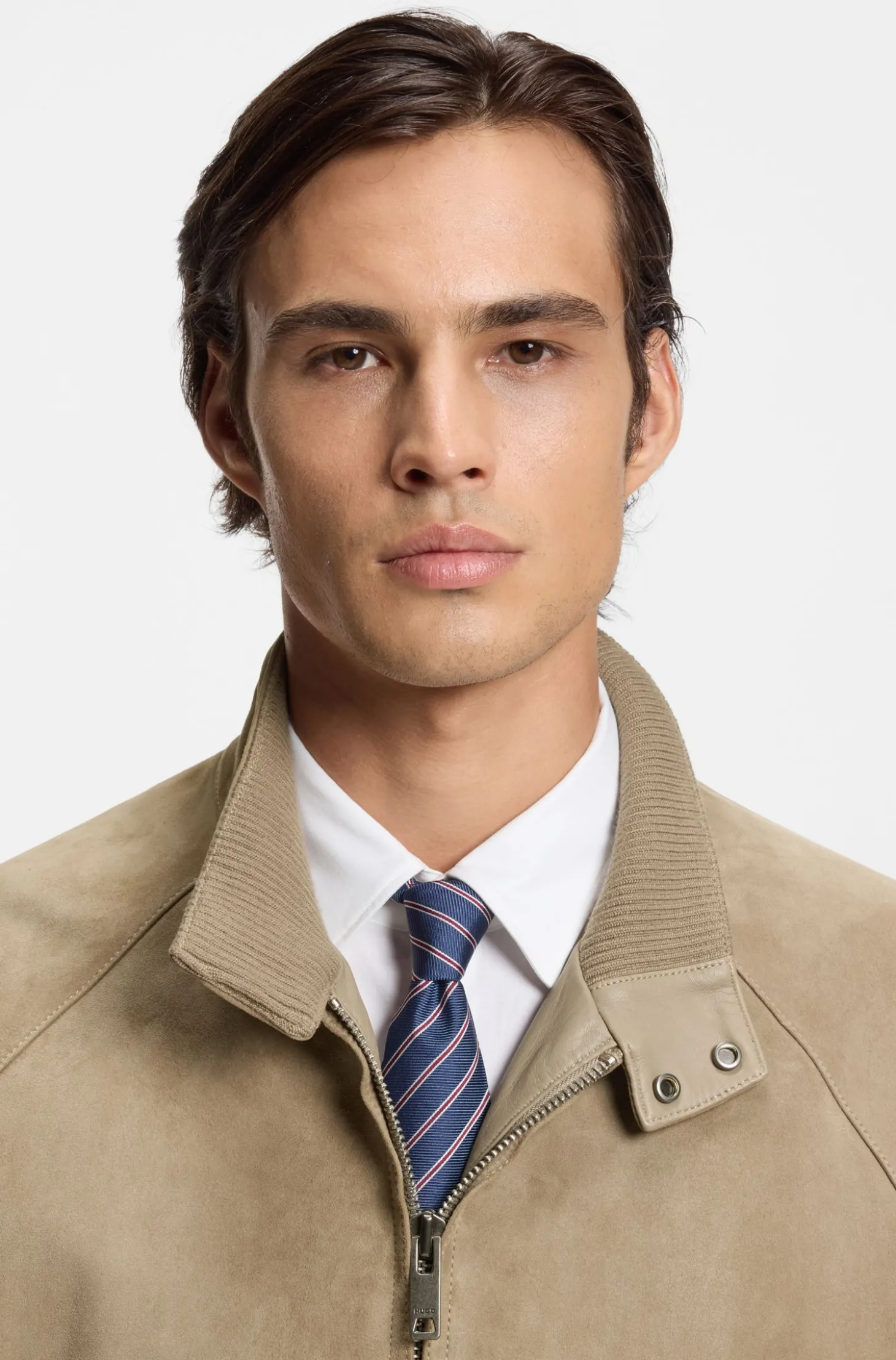 Regular-Fit Jacke aus Veloursleder