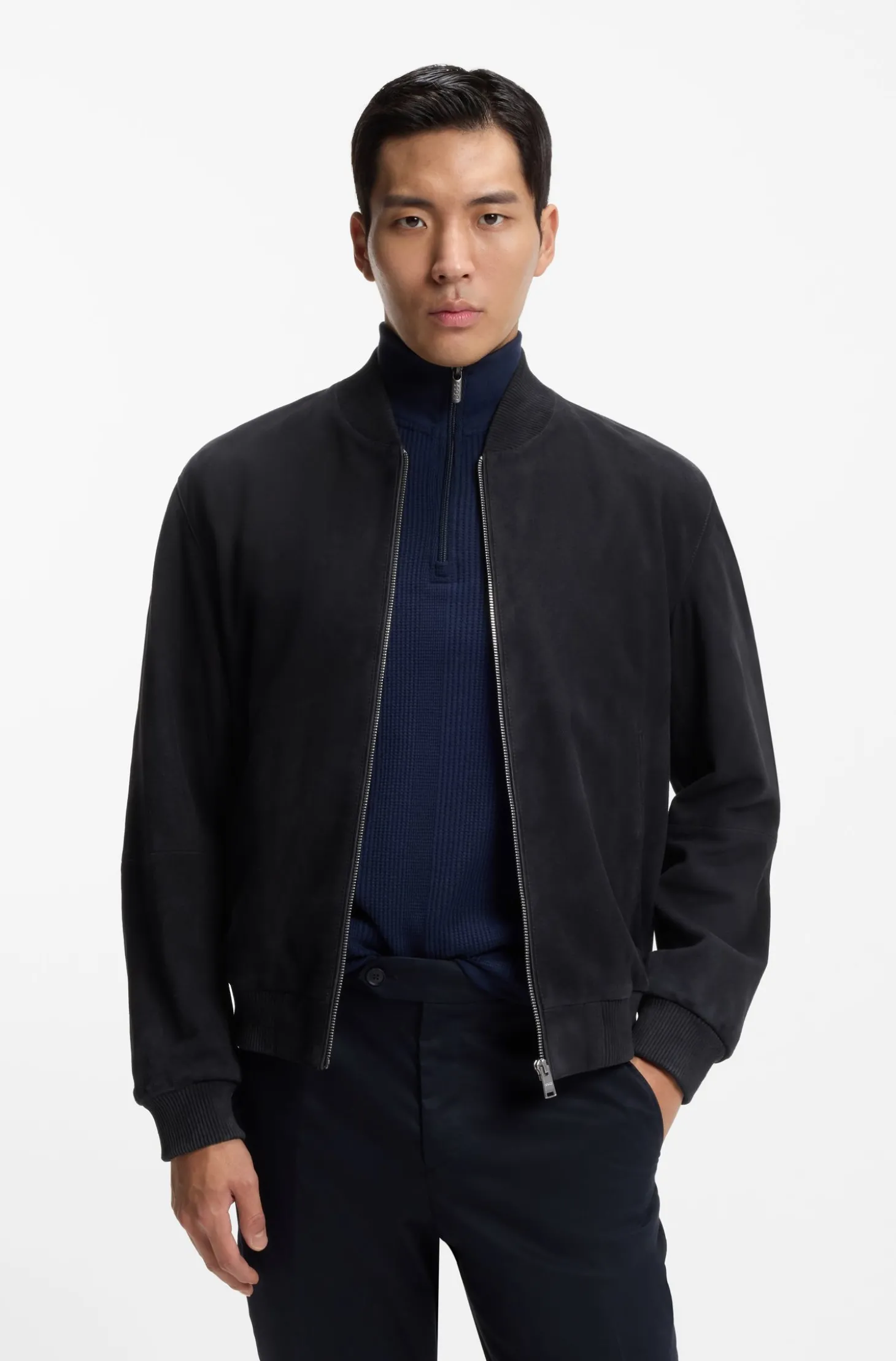 Regular-Fit Jacke aus Veloursleder