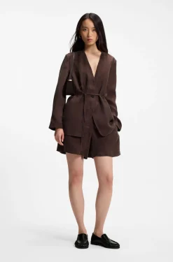 Regular-Fit Jacke ohne Kragen mit Tunnelzugbund an der Taille