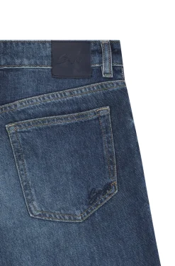 Regular-Fit Jeans aus blau marmoriertem Denim
