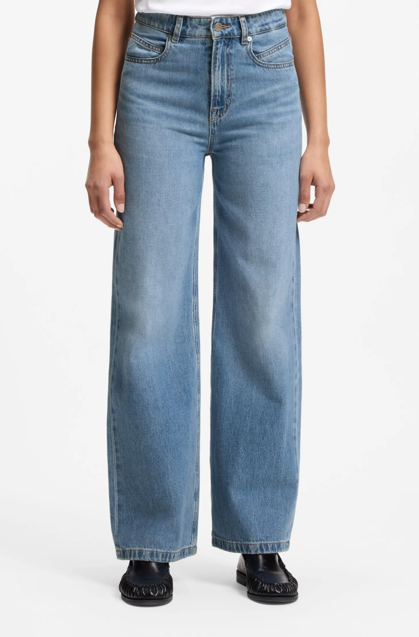Regular-Fit Jeans aus Crosshatch-Denim mit hohem Bund