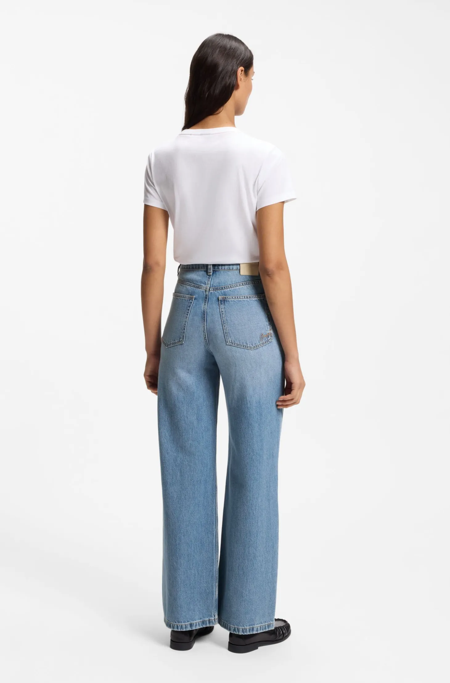 Regular-Fit Jeans aus Crosshatch-Denim mit hohem Bund