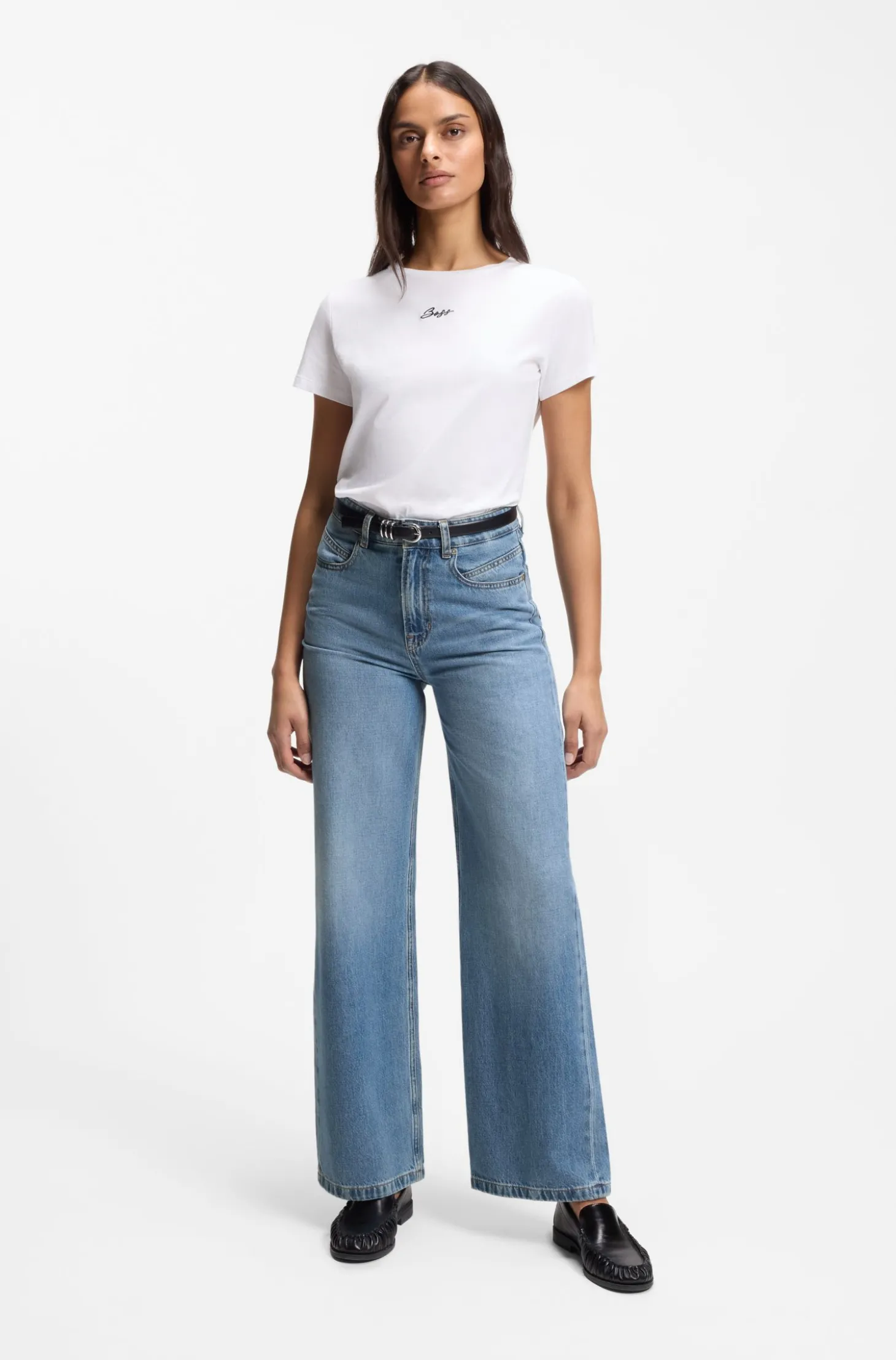 Regular-Fit Jeans aus Crosshatch-Denim mit hohem Bund