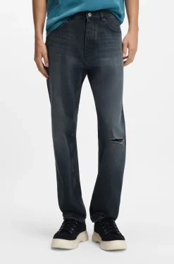 Regular-Fit Jeans aus dunkelblauem Denim