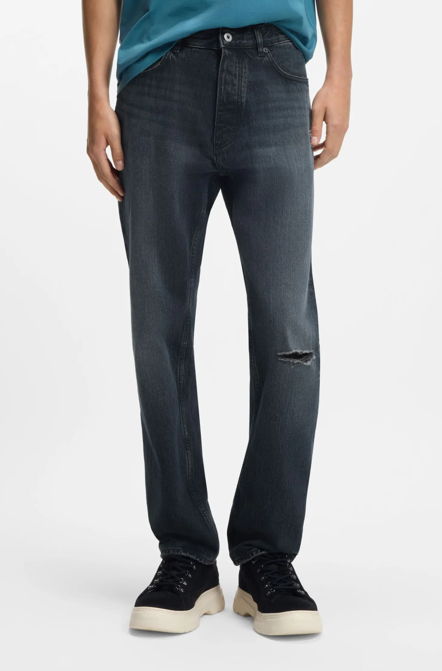 Regular-Fit Jeans aus dunkelblauem Denim