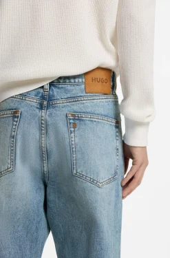 Regular-Fit Jeans aus leuchtend blauem Gewebe mit Broken-Twill-Struktur
