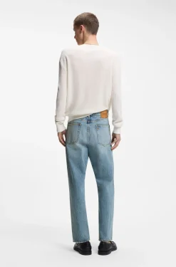 Regular-Fit Jeans aus leuchtend blauem Gewebe mit Broken-Twill-Struktur