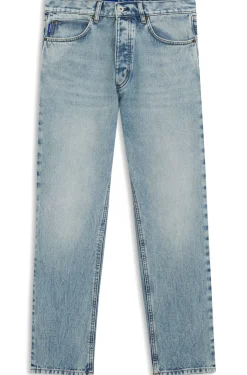 Regular-Fit Jeans aus leuchtend blauem Gewebe mit Broken-Twill-Struktur