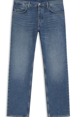 Regular-Fit Jeans aus mittelblauem Stone-washed Baumwoll-Denim