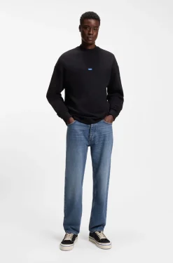 Regular-Fit Jeans aus mittelblauem Stone-washed Baumwoll-Denim