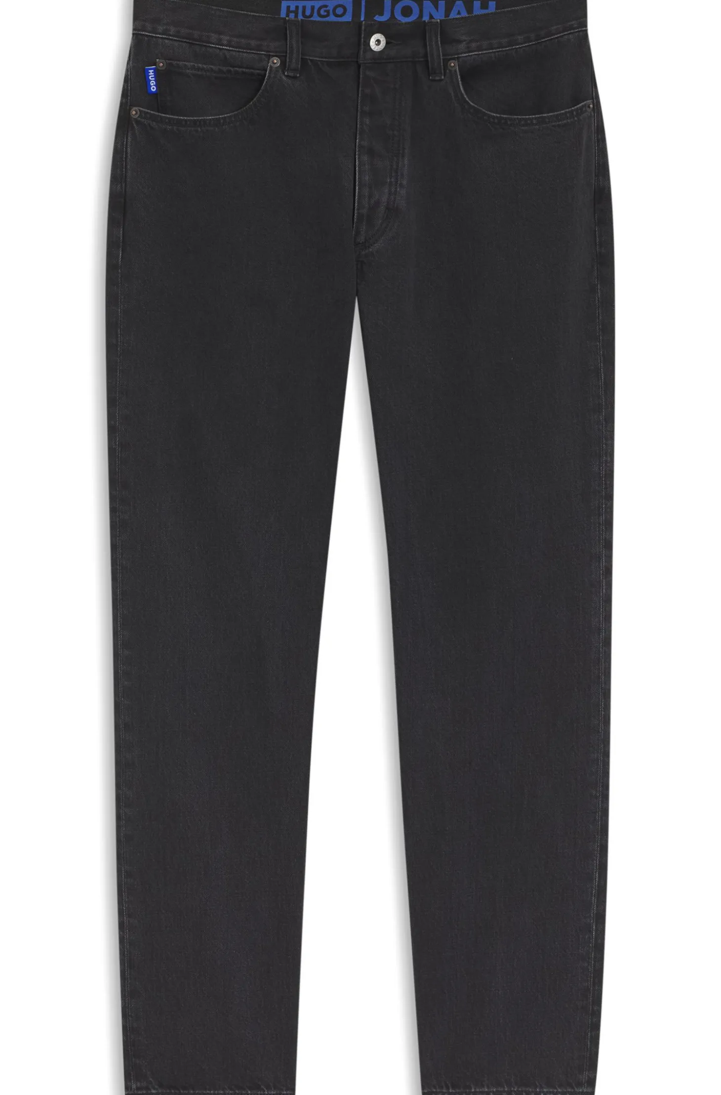 Regular-Fit Jeans aus schwarzem Denim