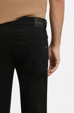 Regular-Fit Jeans aus schwarzem Stretch-Denim