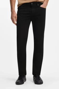 Regular-Fit Jeans aus schwarzem Stretch-Denim