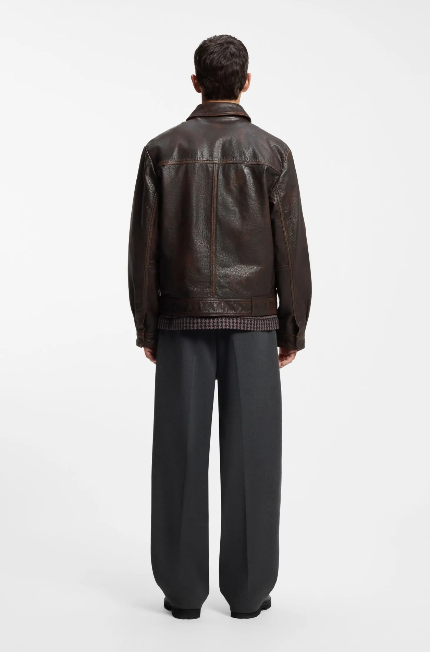 Regular-Fit Lederjacke mit Brusttaschen