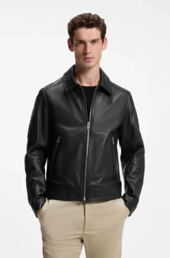 Regular-Fit Lederjacke mit Reißverschluss