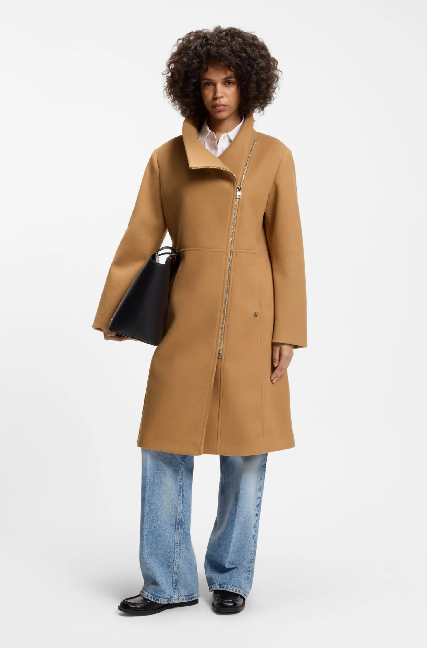 Regular-Fit Mantel mit asymmetrischem Reißverschluss