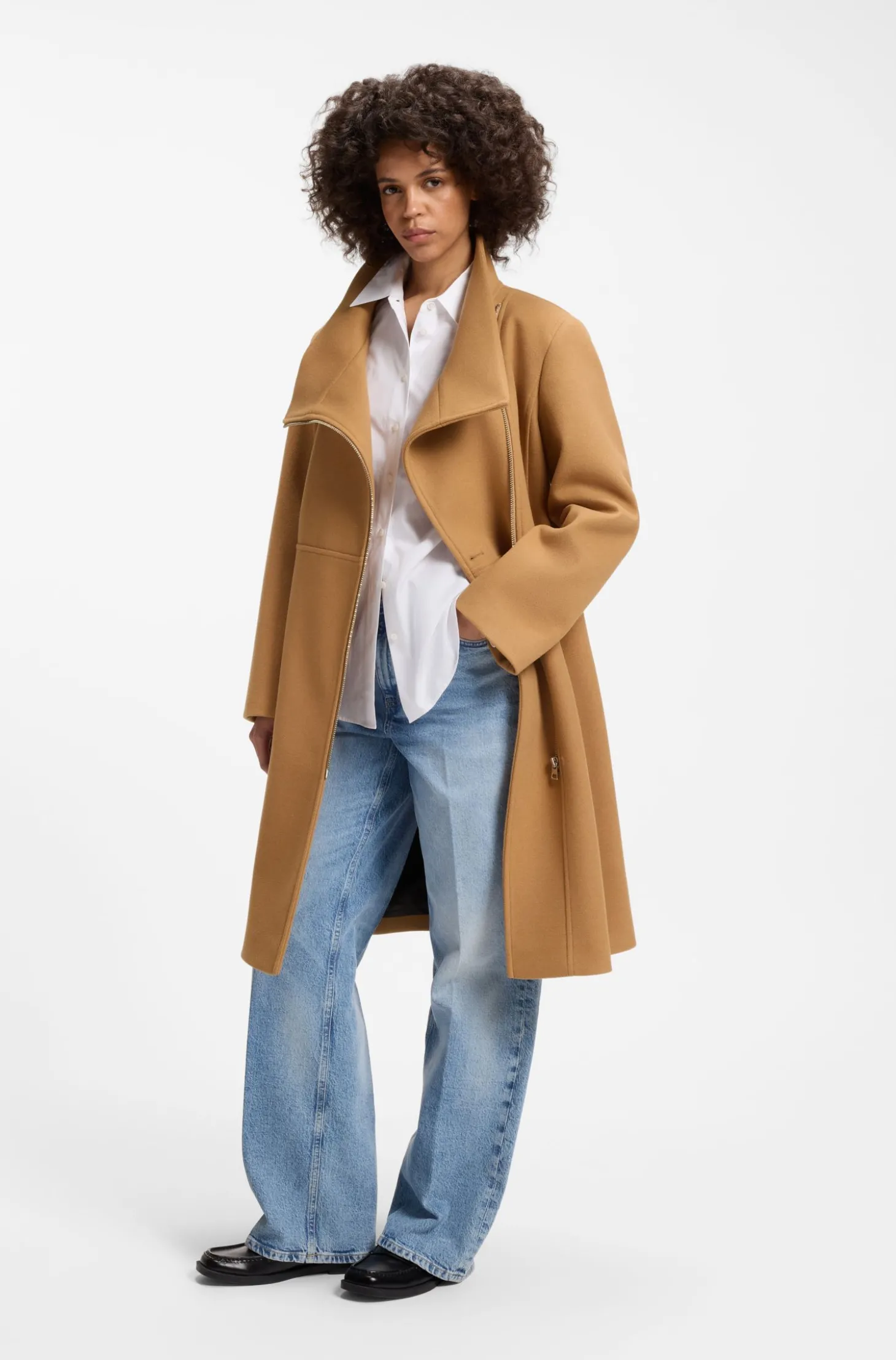 Regular-Fit Mantel mit asymmetrischem Reißverschluss