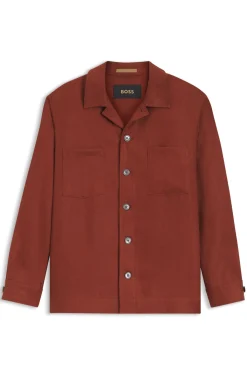 Regular-Fit Overshirt aus knitterfreiem Leinen