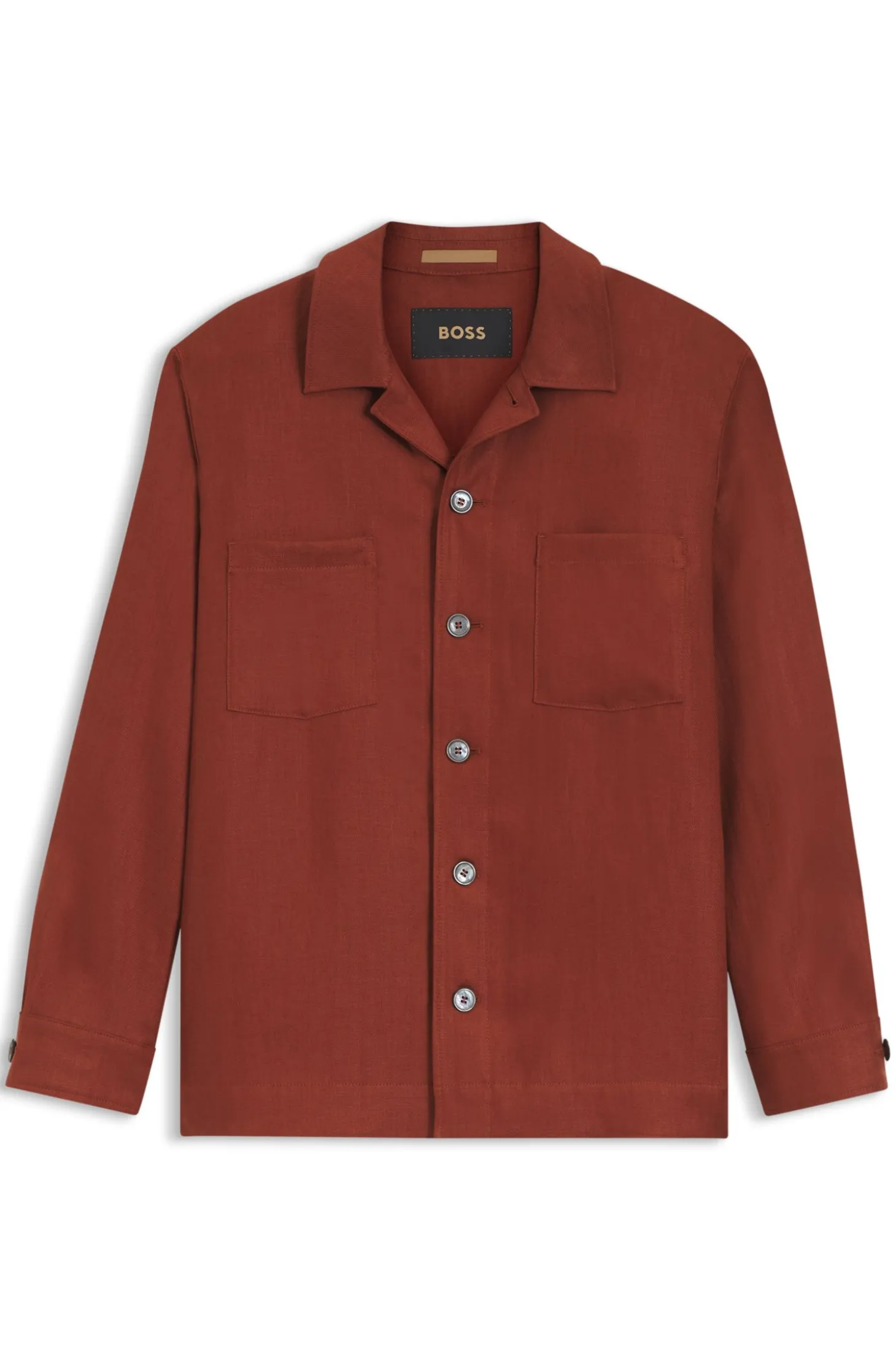 Regular-Fit Overshirt aus knitterfreiem Leinen